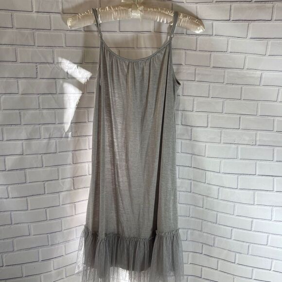 Anthro Ryu Grey Mesh Trim Dress Sz S - Picture 2 of 4